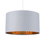 MiniSun Large Modern Grey & Gold Cylinder Ceiling Pendant/Table Lamp Drum Light Shade