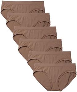 Kalon 6 Pack Women's Hipster Brief Nylon Spandex Underwear (X-Large, Dark Beige)