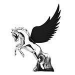 GG Grand General 48394 Black 6.5 X 7.5 inches Chrome Fighting Stallion Hood Ornament with Windriders