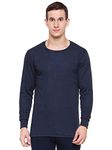 BODYCARE Mens Fleece Thermal Tops Round Neck Full Sleeves Pack of 1-Navy Melange