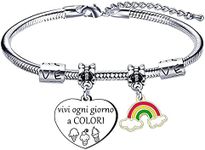 Lumengqi Friendship Bracelet for Women, Gifts for Women, Bracelet for Girls, Stainless Steel Bracelet, Engraved "Leben jeden Tag in Farben" (Life Every Day in Colours) Adjustable, L, Stainless Steel