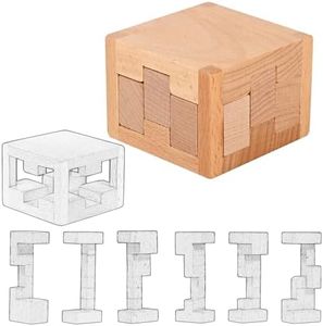 Onietoiy 60 Steps Hard Wooden Cube Brain Teaser Puzzle Toys Mini Size Big Challenge Gamges 3D Assembly and Disentanglement Unlock Toy Unique Learning Gift for Kids and Adults