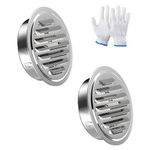 Stainless Steel Soffit Vents 6 Inch, HG Power Round Vent Cover with Screen Mesh, Louver Air Vent Hood for Wall, Ceiling Mount, Bathroom, Garage, Attic Ventilation, 2-Pack, Silver