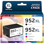 952XL Combo Pack (4-Pack) Compatible with HP 952 XL 952XL High Yield, Compatible with OfficeJet Pro 8710 8715 8720 7740 8740 7720 8702 (1 Black,1 Cyan,1 Magenta,1 Yellow)