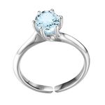 HighSpark 925 Silver Martini Style Real Gemstone Ring for Women | 92.5 Sterling Silver Adjustable Contemporary Style & Stunning Shine | Lovely Gift - Blue Topaz Ring