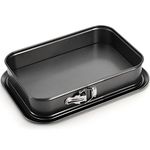 SOUJOY Springform Cake Pan, Non-stick Cheesecake Pan, 14 x 9 Inch Large Rectangle Cake Pan with Removable Bottom, Ice Cream Cake Bakeware, Black