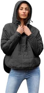 Yidarer Women's Lightweight Pullover Puffer Jacket Hooded Oversized Warm Quilted Padded Hoodies Coat(Black-S)