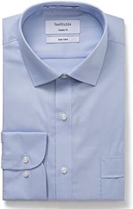 VAN HEUSEN Men's Classic Fit Shirt Dobby Stripe, Sky Blue, 43cm collar x 94cm Sleeve