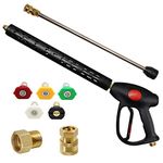 Twinkle Star Replacement Pressure Washer Gun with 16 Inch Extension Wand, 4000 PSI, Power Washer Gun with M22-15mm or M22-14mm Fitting, 5 Nozzle Tips, 40 Inch