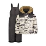 OshKosh B'Gosh Boys' Ski Jacket and Snowbib Snowsuit Set, Grey Dino Print, 4 Years