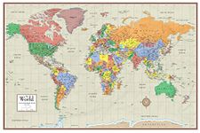 A1 World Wall Map Contemporary Elite Edition, Laminated, 92cm x 61cm by Swiftmaps