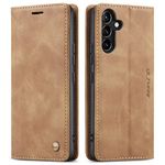 QLTYPRI Case for Samsung Galaxy A35 5G, Vintage PU Leather Wallet Case Card Slot Kickstand Magnetic Closure Shockproof Flip Folio Case Cover for Samsung A35 5G - Brown