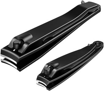GIVEDOUA Nail Clipper Set,Premium Stainless Steel Fingernail and Toenail Clipper Cutters with Nail File,Effortless Manicure Kit Nail Tools for Men & Women, Black, 2pcs