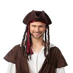 Stylex Party Ltd Pirate Hat with Dreadlocks Fancy Dress Costume Caribbean Captain Hat Costume