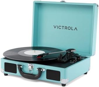 Victrola Journey II (2025 Model) – Bluetooth Suitcase Record Player – Built-in Stereo Speakers with Enhanced Bass, 3-Speed Turntable, Bluetooth Input and Output, RCA & Headphone Outputs (Turquoise)