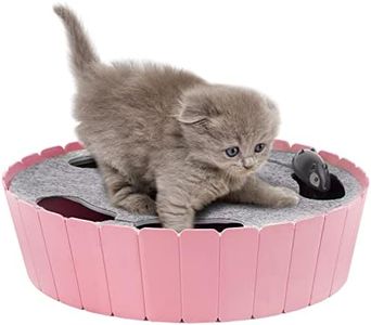 Pawaboo Interactive Toy with Running Mouse, Electronic Motion Cat Toy Automatic Teaser, Pop and Play Hide Seek Cat Toys Hunting Mouse, Pink