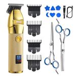 DSP® Hair Trimmer Beard Trimmer for Men with LED Display Rechargeable Hair Cutting Machine (Gold)