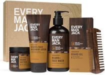 Every Man Jack Mens Sandalwood Grooming Set - Five Full-Sized Essentials: Wash, Lotion, Hydrating Oil, Butter, and Comb