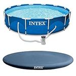 Intex 12' x 30" Metal Frame Round Swimming Pool w/ Filter Pump & 13' Pool Cover