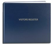 BookFactory Visitor Log Book/Visitor Register/Visitor Sign-in Book - 120 Pages, 8 7/8" x 7" - Blue Cover, Smyth Sewn Hardbound (LOG-120-Visitor-A-LBT34)