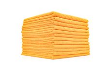 The Rag Company - The Edgeless Pearl - Professional Microfiber Detailing Towel for Ceramic Coating Leveling and Sealant Removal, Scratch-Free with No Tags, 320gsm, 16in x 16in, Orange (12-Pack)