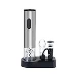 Mcbazel Electric Wine Bottle Opener Set,Automatic Electronic Corkscrew, Battery Operated Wine Opener Kit with Foil Cutter Vacuum Stopper Wine Aerator Pourer, Stainless Steel(Sliver)