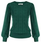 GRACE KARIN Long Sleeve Jumper Pullover for Women Outing Picnic Long Sleeve Sweater Knitwear Wine Dark Green XL