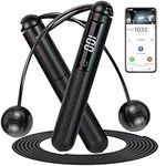 Skipping Rope Smart Jump with Counter - Weighted Skipping Ropes with APP Data Analysis Tangle-Free Adjustable Rope & Non-Slip Handle for Fitness,Jumping Rope,Gym,MMA,Women Men Adult Kids