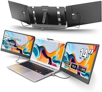 domyfan 14" Laptop Screen Extender, FHD 1080P IPS Triple Portable Monitor for Laptop, HDMI/USB-A/Type-C Plug and Play for Windows, Mac, Android, Chrome, Switch & PS5, Work with 13.3”-17” Laptops