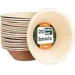 HAAGO Compostable Palm Leaf Bowls - Eco-Friendly Like Wooden & Bamboo Bowls for Hot & Cold Food, Microwave & Freezer Safe Picnic Tableware (Round 13 x 4 cm / 180 ml, 20)