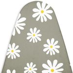 Encasa Ironing Board Covers (125x39 cm) Drawstring Tightening with Thick 3 mm Felt Padding, Easy Fit, Scorch Resistant, Printed - Daisy Grey