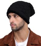 FREECULTR Black Unisex Premium Beanie Cap for Men Women Skull Slouchy Winter Woolen Knitted Inside Fur Caps (Pack of 1)