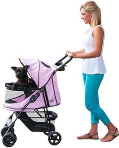 Pet Gear No-Zip Happy Trails Pet Stroller for Cats/Dogs, Zipperless Entry, Easy Fold with Removable Liner, Safety Tether, Storage Basket + Cup Holder, 3 Colors