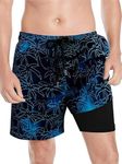 Men's Tight Fitting Swimsuit with 2-in-1 Inner Seam and Quick Drying Swimsuit Board Shorts (UK, Alpha, L, Regular, Regular, Color Six)