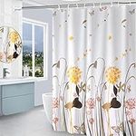 NCOALE Shower Curtain, 180x200cm Dandelion Pattern Shower Curtains Mould Proof Resistant Waterproof Washable PEVA Bathroom Curtains with 12 Curtain Hooks, Bathroom Accessories