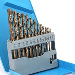 COMOWARE Cobalt Drill Bit Set- 13Pcs M35 High Speed Steel, Twist Jobber Length for Metal, Cast Iron and Wood Plastic with Metal Indexed Storage Case, 1/16"-1/4"