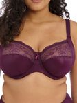 Elomi Women's Morgan Underwire Banded Stretch Lace Bra, BlackBerry, 38FF