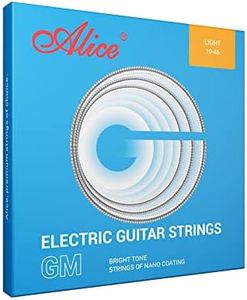 Electric Guitar String, Alice Nickel Plated Electric Guitar 6 Strings with Nano-Polishing - Ball End - Hex Steel Tuning Stability, Regular Light 10-46