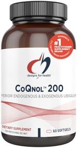 Designs for Health CoQnol 200mg - CoQ10 Ubiquinol with Superior Bioavailability + Exclusive Absorption Technology - Double CoenzymeQ10 Boost with GG - Heart, Healthy Aging + Cell Support (60 Softgels)