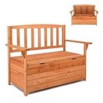 Outvita Outdoor Wood Storage Bench,