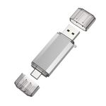 RAOYI 128GB USB 3.0 Type C Dual OTG Flash Drive USB C Thumb Drive Memory Stick for USB-C Smartphones, New MacBook & Tablets,Samsung Galaxy S8, S8 Plus, Note 8, LG G6, V30, Google Pixel XL, Silver