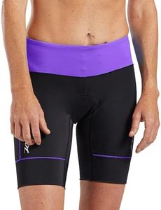 Zoot Women’s Core 8-Inch Tri Shorts – Women’s Performance Triathlon Shorts with 8in Inseam, Drawstring Closure, and Hip Pockets (Violet, Large)