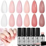 Lavender Violets Jelly Gel Nail Polish Set, 6 Transparent Nude Red Pink Brown Colors Sheer U V Gel Polish for Salon Gel Manicure and Nail Art DIY at Home C204