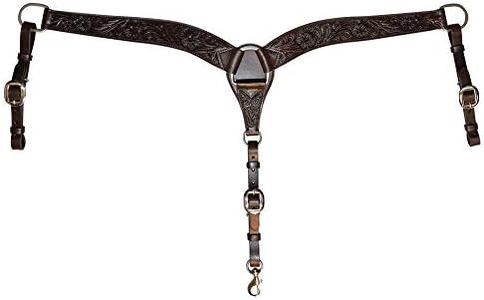 Circle Y 2" Wide Contoured Classic Floral Breast Collar for Horse, Walnut