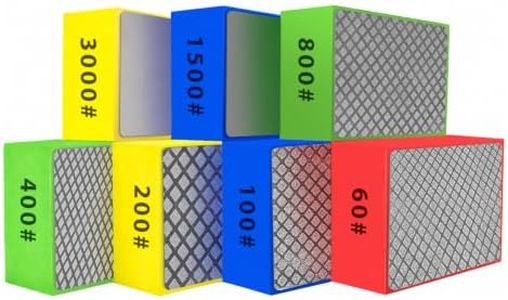 7PCS Diamond Hand Sanding Blocks Polishing Pads, 60# 100# 200# 400# 800# 1500# 3000# Grit for Tile Ceramic Glass Pottery