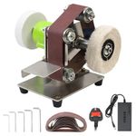 MaxAwe Mini Electric Belt Grinder Machine, 7 Speed Adjustable Belt Sanding Polishing Machine, Electric Bench Belt Sander for Turning/Plastic Polishing/Knife Edge/Wood