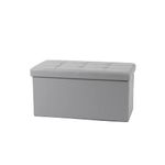 La Maison Large Ottoman Foldaway Storage Blanket Toy Box Bench Faux Leather Silver Grey 76x38cm