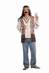 Forum Novelties Men's Groovy Hippie Costume Shirt and Headband, Multi Colored, One Size