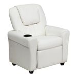 Flash Furniture DG-ULT-Kid-White-GG Contemporary White Vinyl Kids Recliner with Cup Holder and Headrest, 36.5" D x 24" W x 27" H
