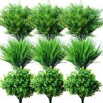 YXYQR 18 Bundles Artificial Plants Grass Indoor Outdoor UV Resistant Plastic Fake Bushes Plants Shrubs Greenery Flowers Arrangement